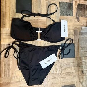 Cute Simple Hurley Black Bikini Set with Side Ties NWT